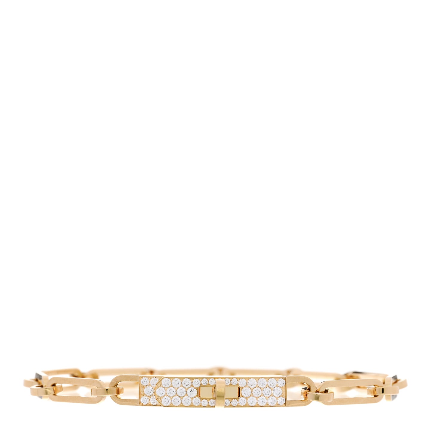 18K Yellow Gold Diamond Pave PM Kelly Chaine Bracelet ST