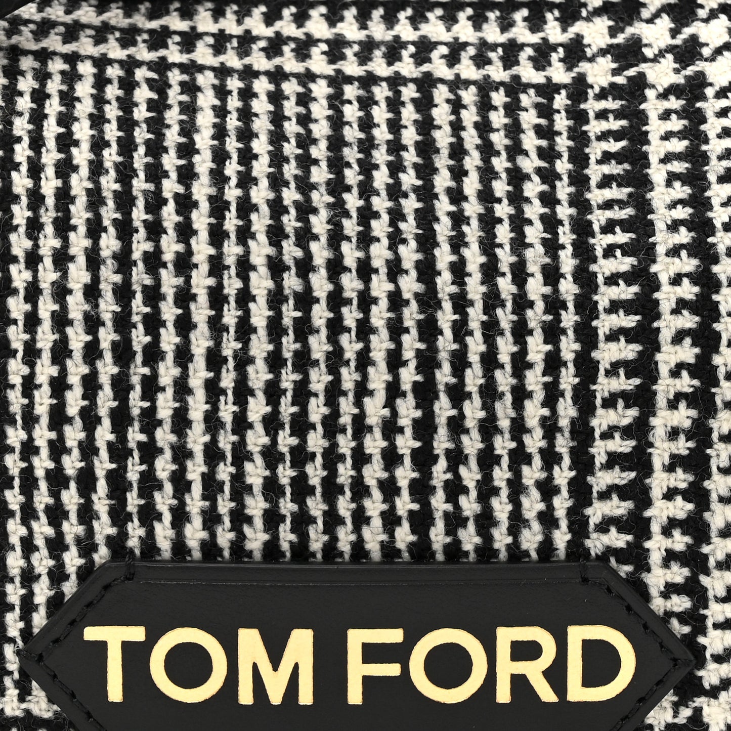 Houndstooth Mini Label Pouch Black White