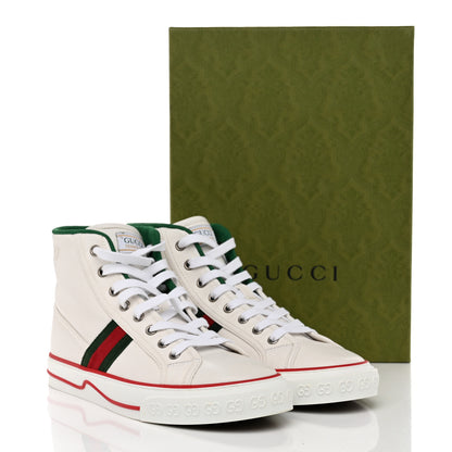Gucci Calfskin Web Womens 1977 Tennis High Top Sneakers 40.5 White 8 of 8