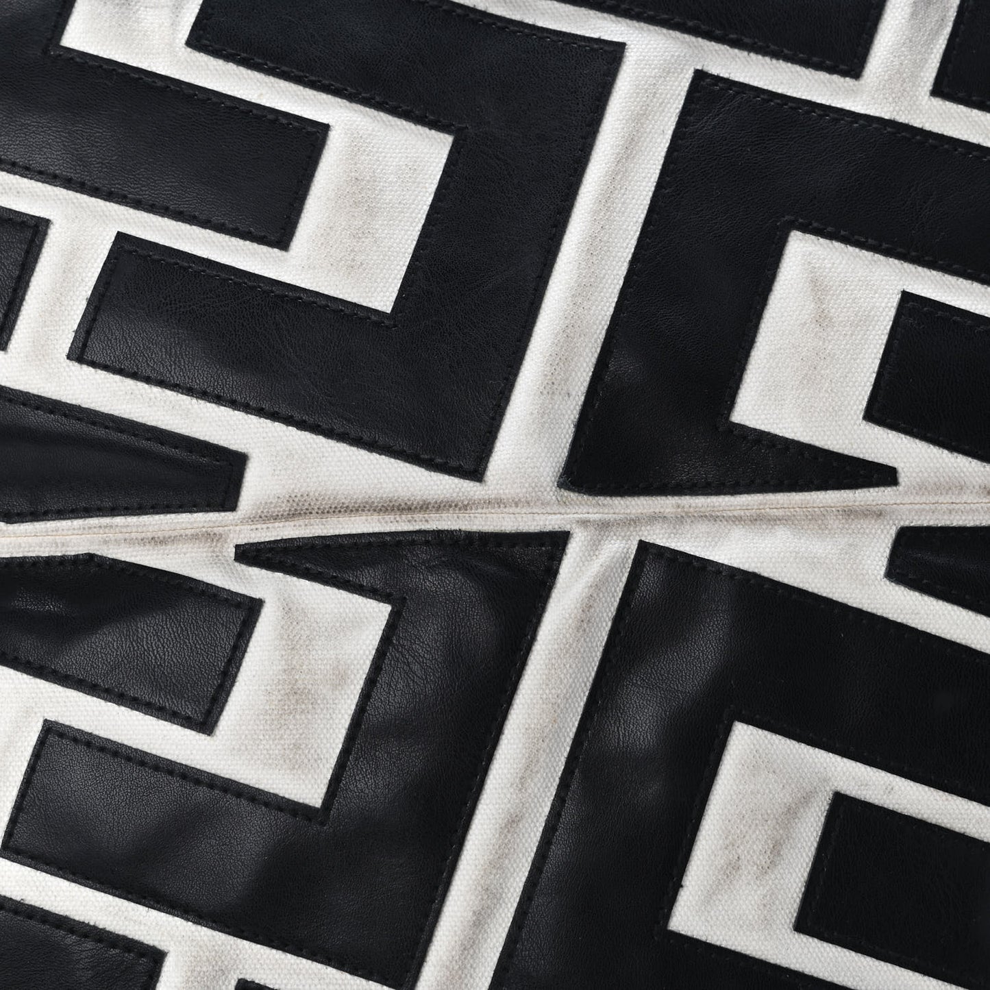 Calfskin Logo Patchwork Cabas Black White