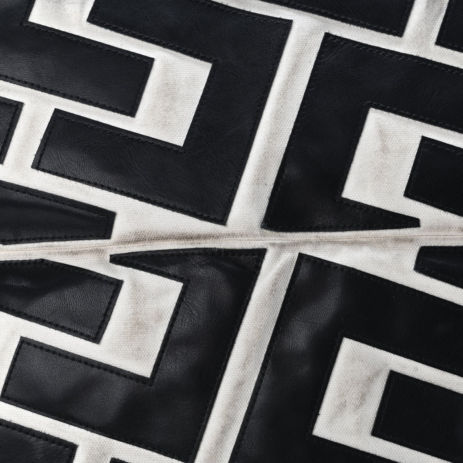 Celine Calfskin Logo Patchwork Cabas Black White 10 of 11