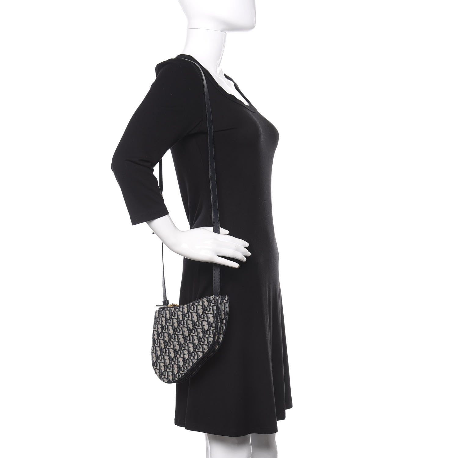 Christian Dior Oblique Saddle Pouch With Strap Navy Blue 3 of 9