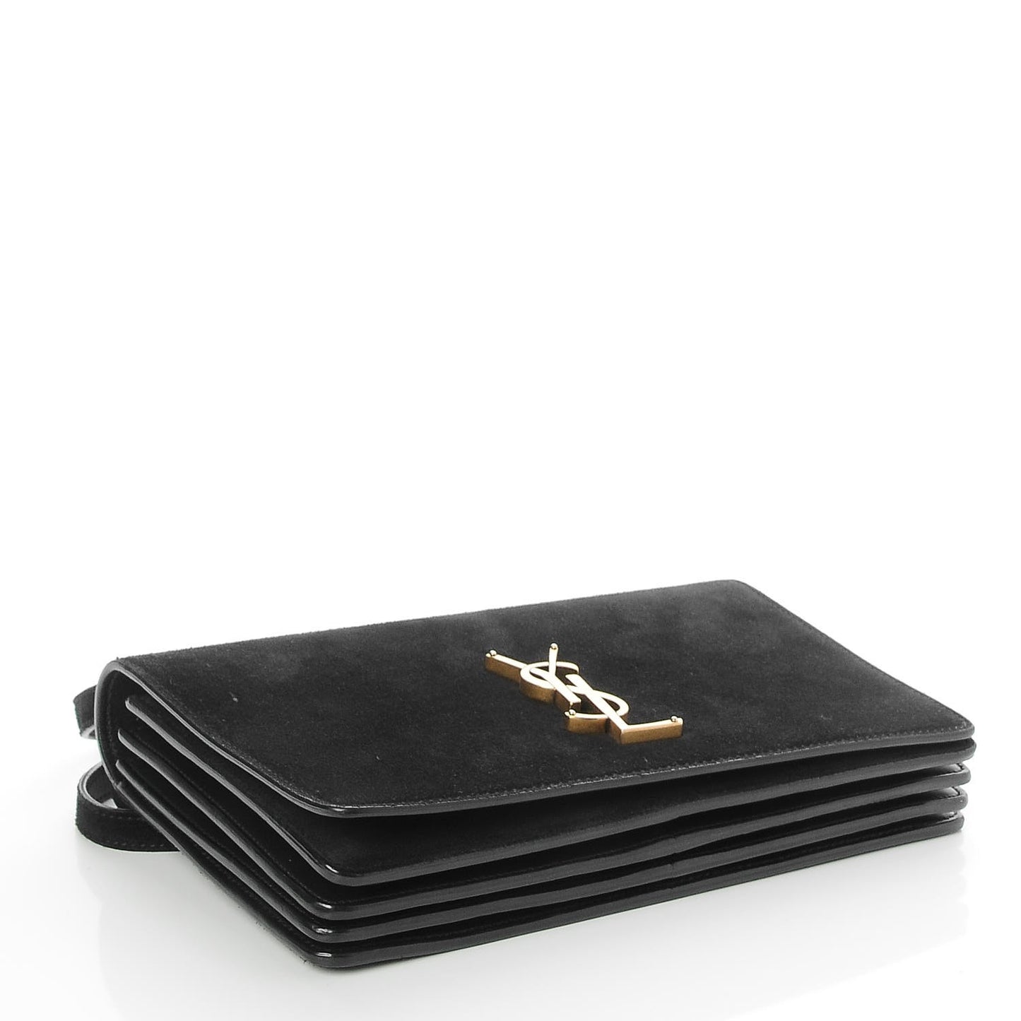 Suede Monogram Small Dylan Shoulder Bag Black