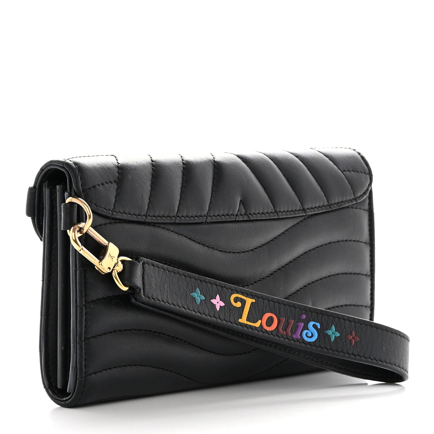 Louis Vuitton Calfskin Love Lock New Wave Long Wallet Black 3 of 10