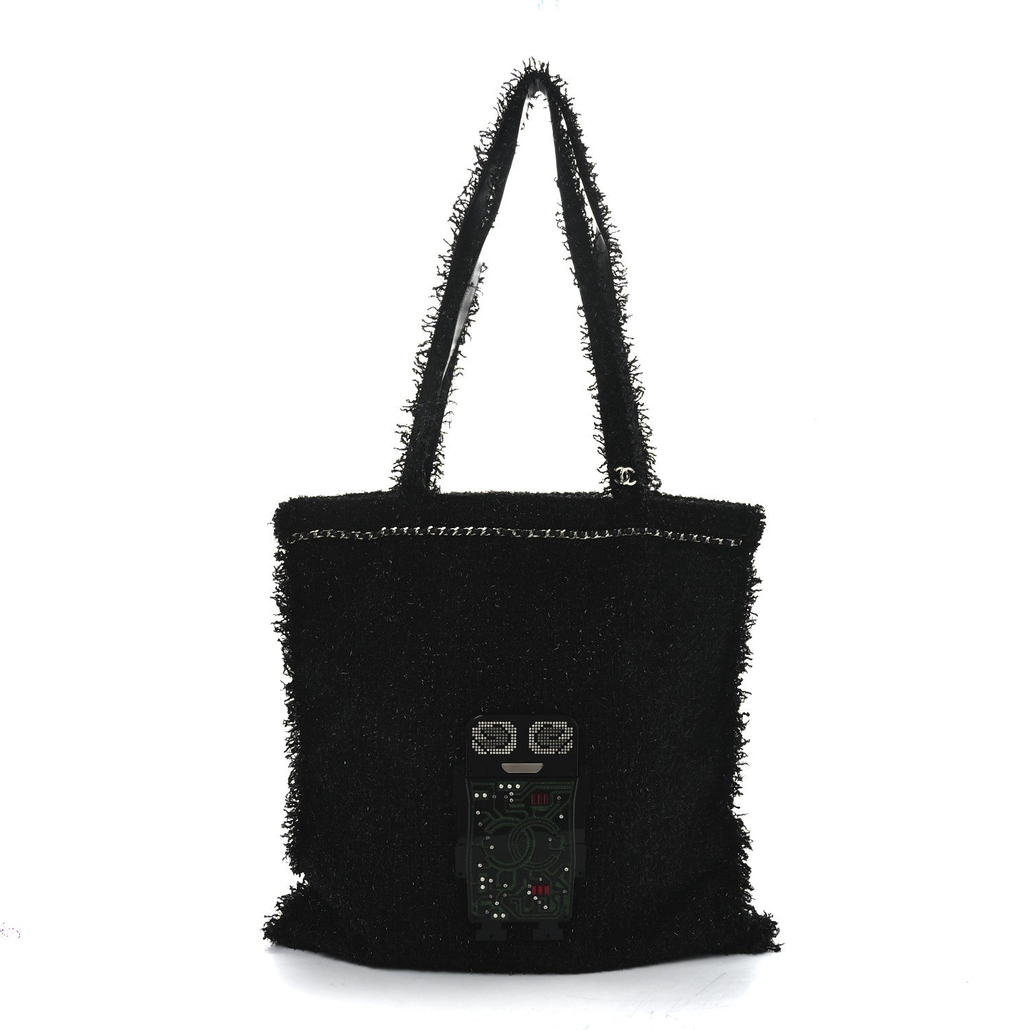 Chanel Tweed Resin Strass Large Robot Shopping Bag Black 1 of 10