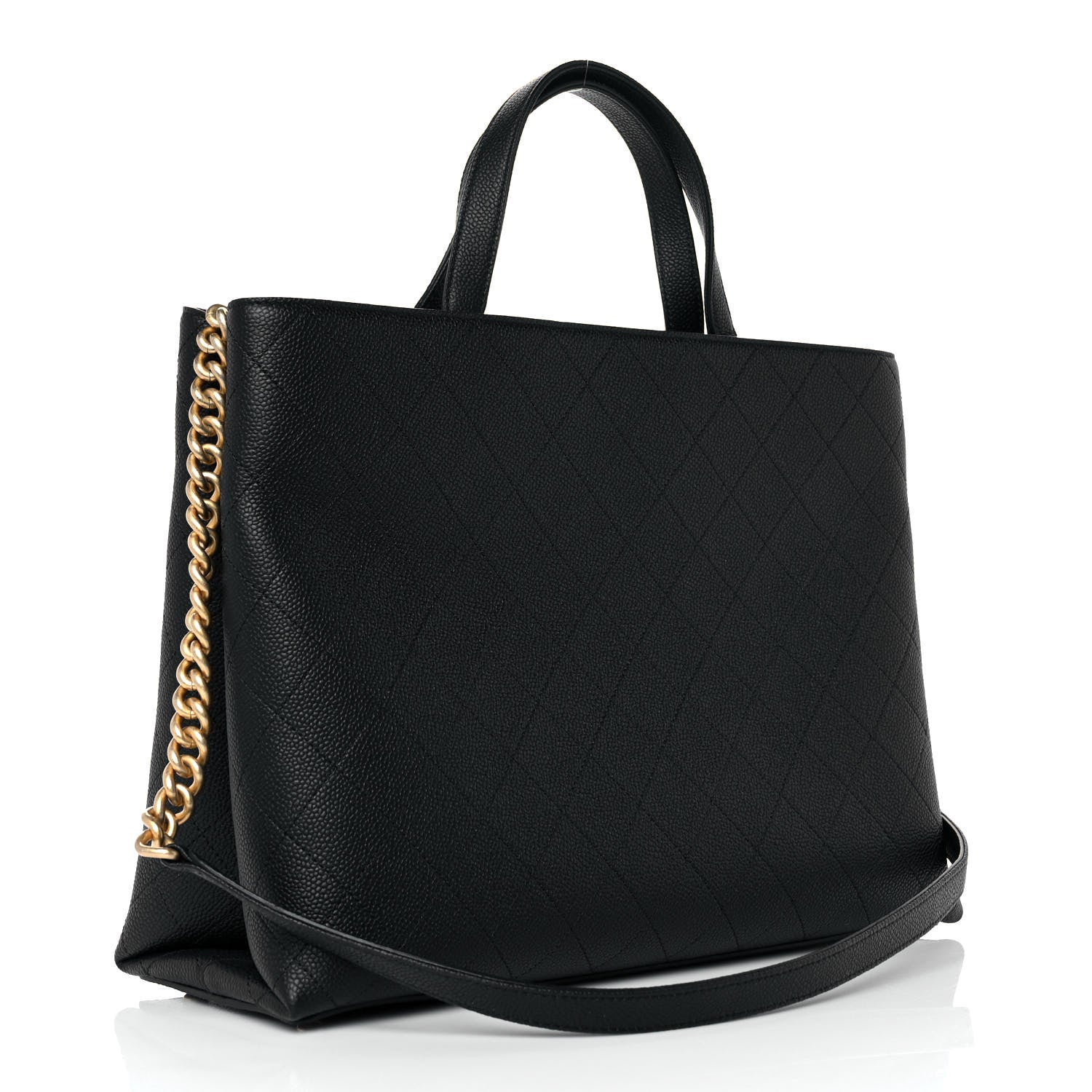 Chanel Caviar Stitched Large Shopping Tote Bag Black 3 of 9