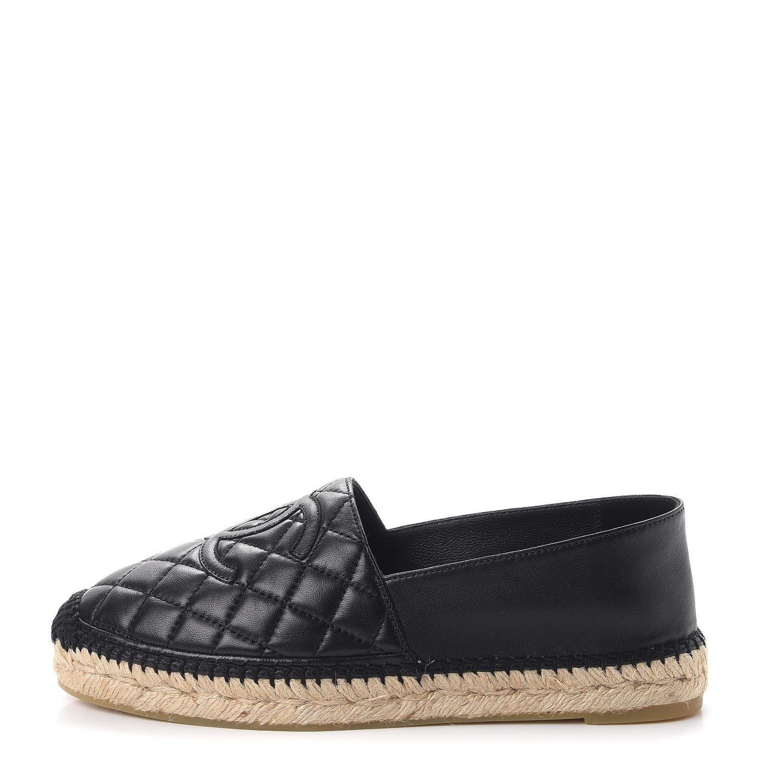 Chanel Lambskin Quilted CC Espadrilles 38 Black 1 of 12