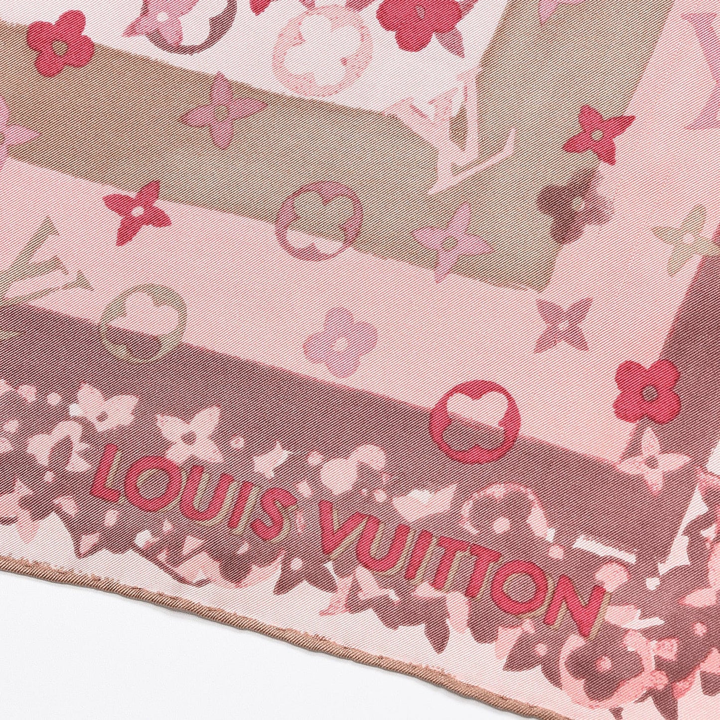 Silk Monogram Arty Square Scarf Pale Pink