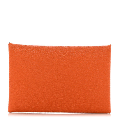 Hermes Chevre Calvi Card Case Orange 1 of 8