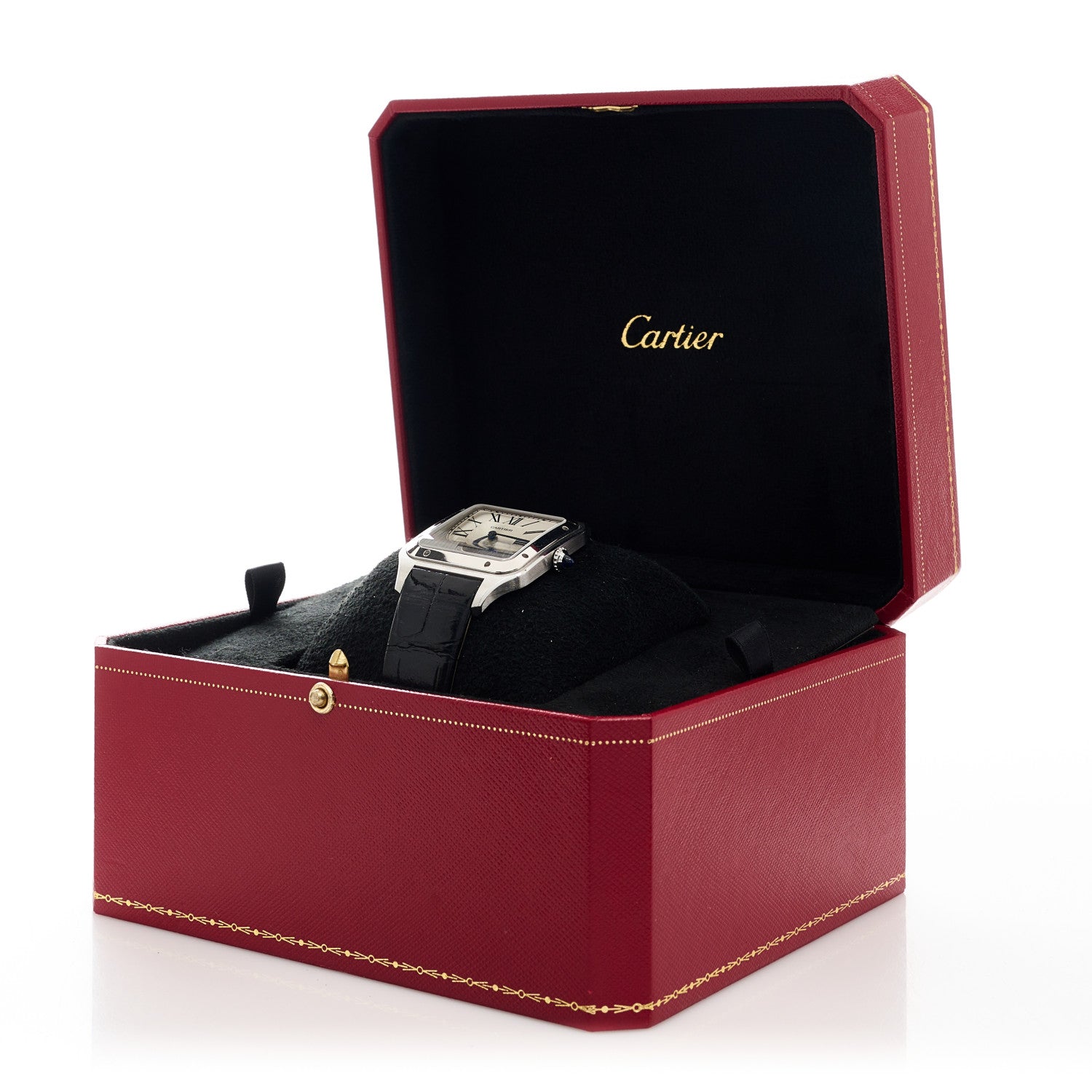 Cartier Stainless Steel Alligator 33.9mm Santos Dumont Manual Winding Watch 5 of 5