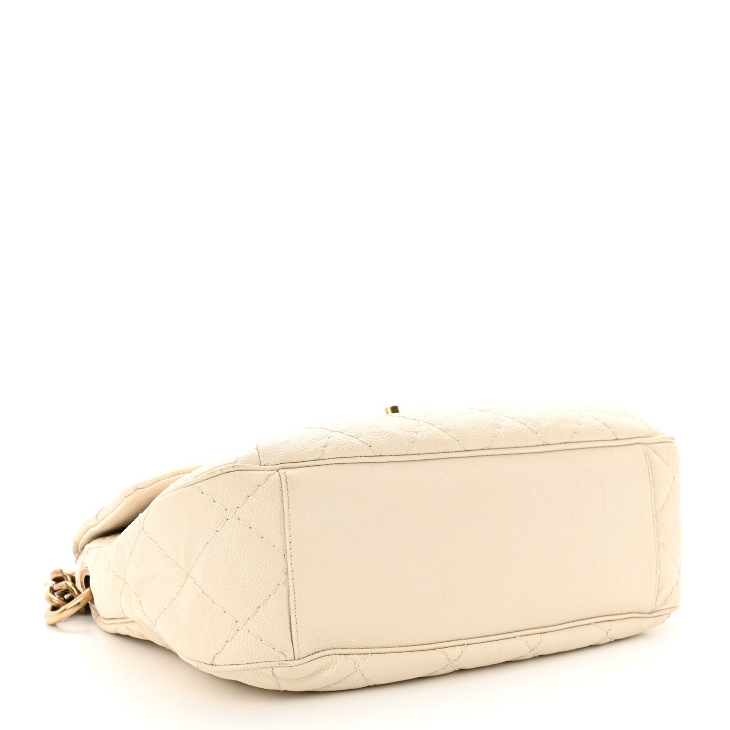 Crumpled Grained Calfskin Medium Coco Pleats Messenger Flap Dark White