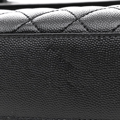 Saint Laurent Grain De Poudre Textured Mixed Matelasse Triquilt Medium Monogram Monochrome Satchel Black 11 of 13