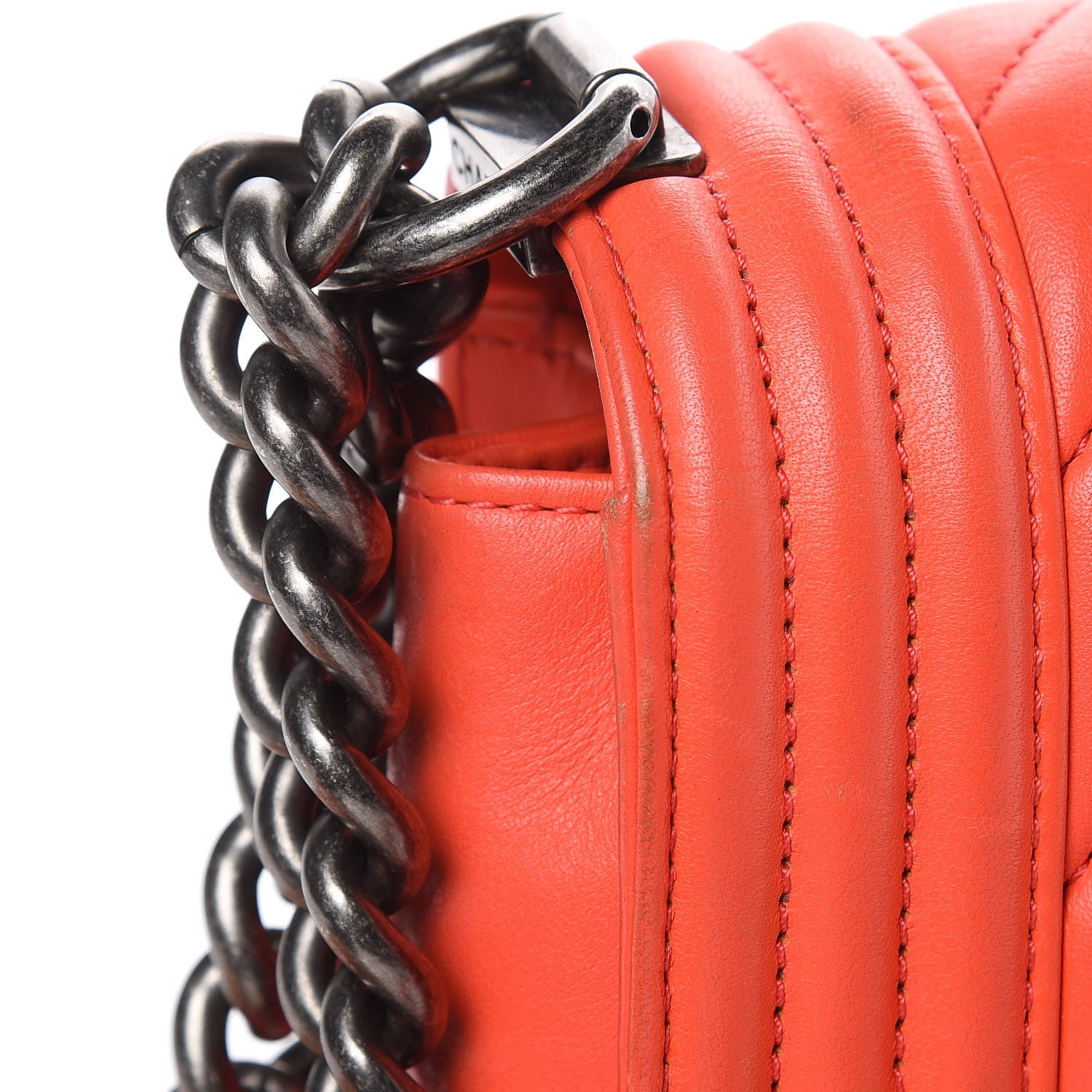 Chanel Calfskin Chevron Quilted Medium Boy Flap Coral 16 of 18