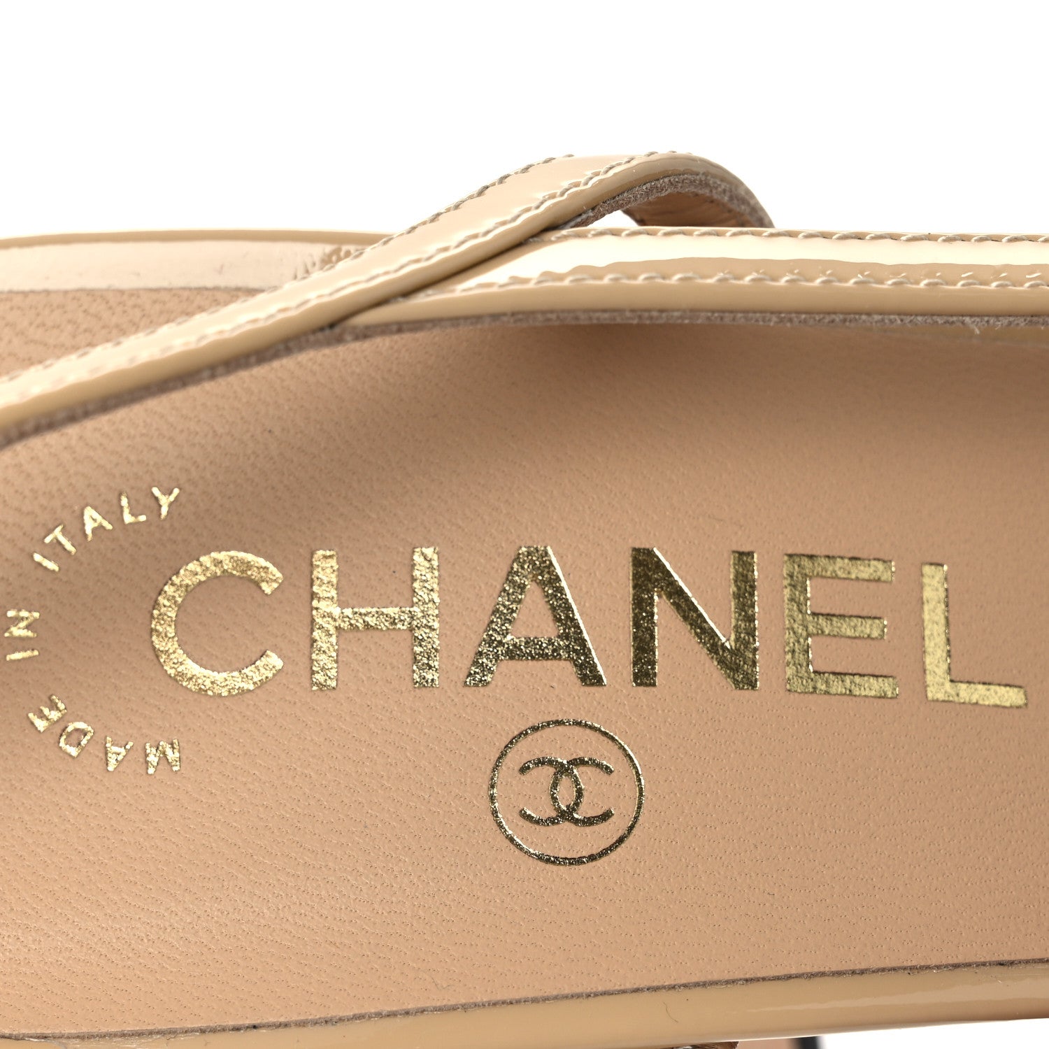 Chanel Patent Calfskin Cap Toe CC Slingback Pumps 40 Beige Black 9 of 11