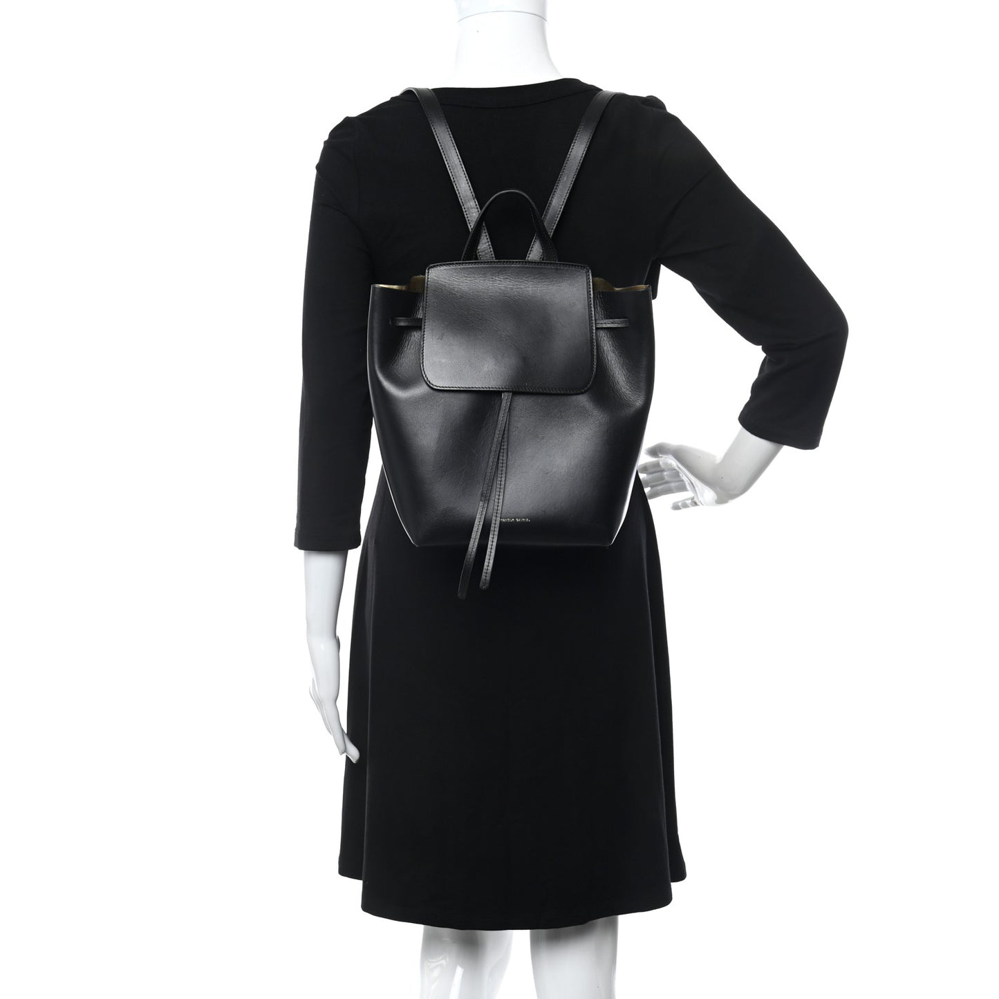 Calfskin Backpack Bag Black Gold