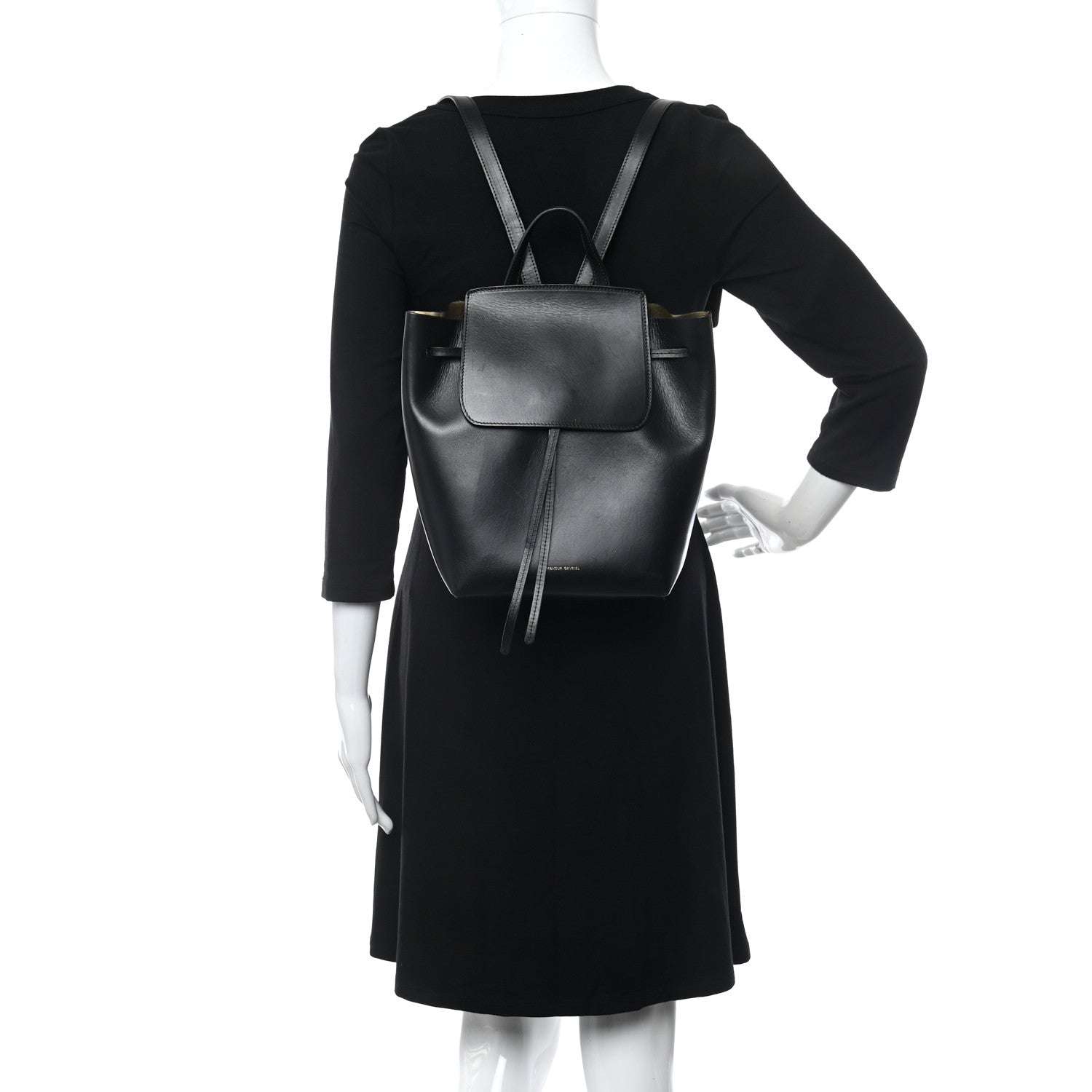 Mansur Gavriel Calfskin Backpack Bag Black Gold 2 of 12