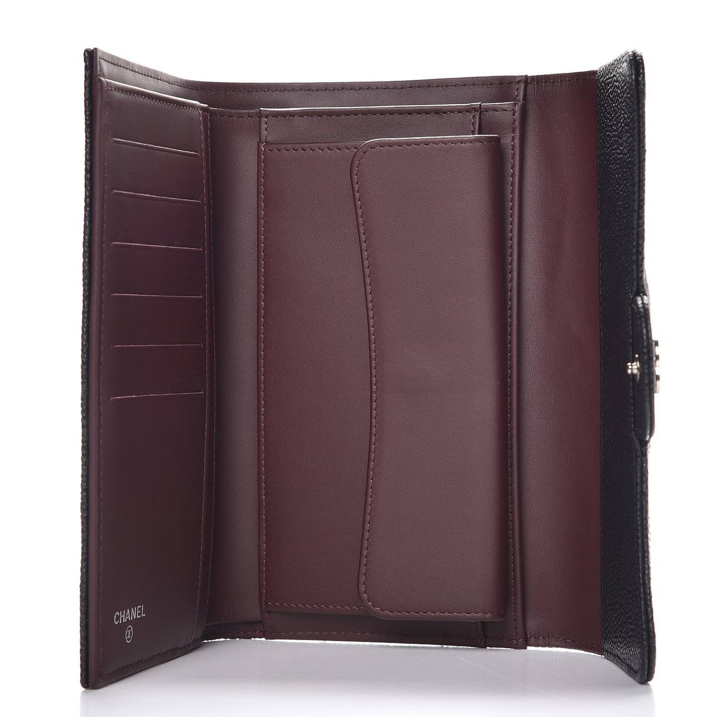 Caviar Quilted Large Flap Wallet Black