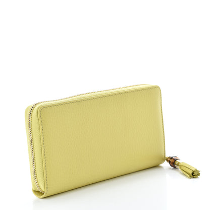 Gucci Pebbled Calfskin Bamboo Tassel Zip Around Wallet Citrus 3 of 8