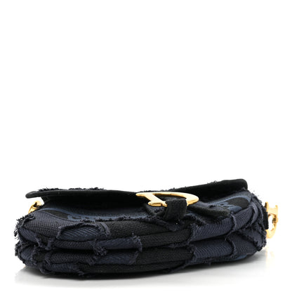 Christian Dior Canvas Embroidered Camouflage Saddle Bag Blue 4 of 10