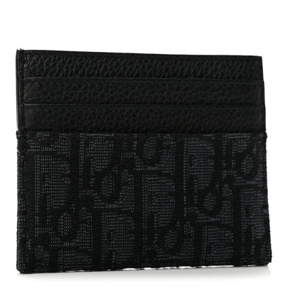 Christian Dior Oblique Jacquard Grained Calfskin Card Holder Black 3 of 10