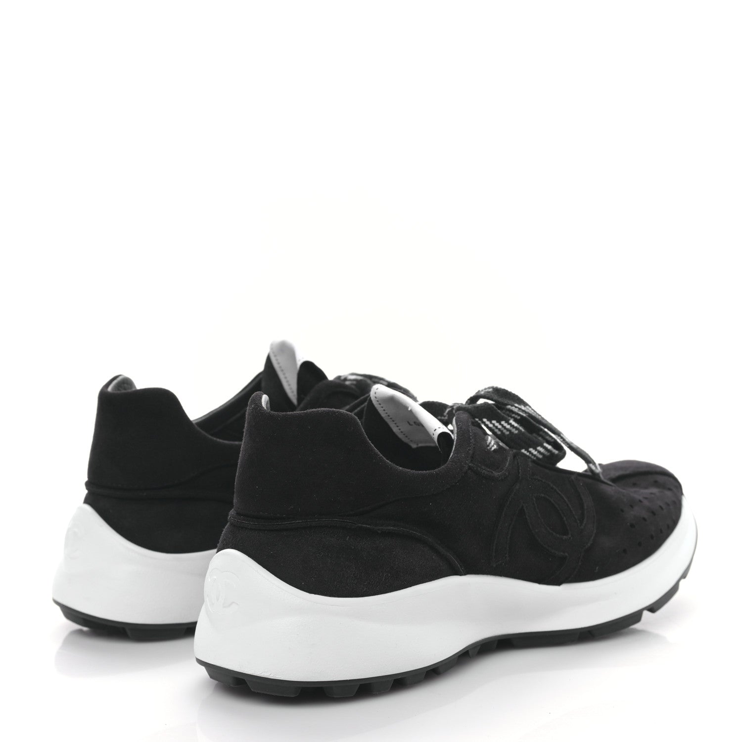 Chanel Suede Goatskin CC Sneakers 39.5 Black 4 of 8