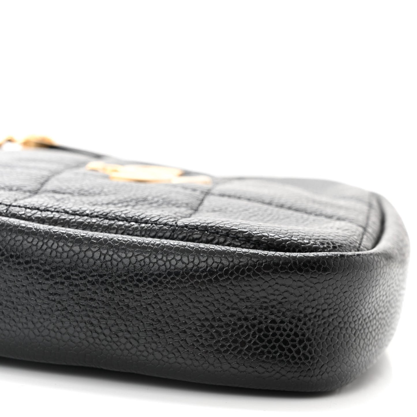 Caviar Quilted Diamond Clutch With Chain Black