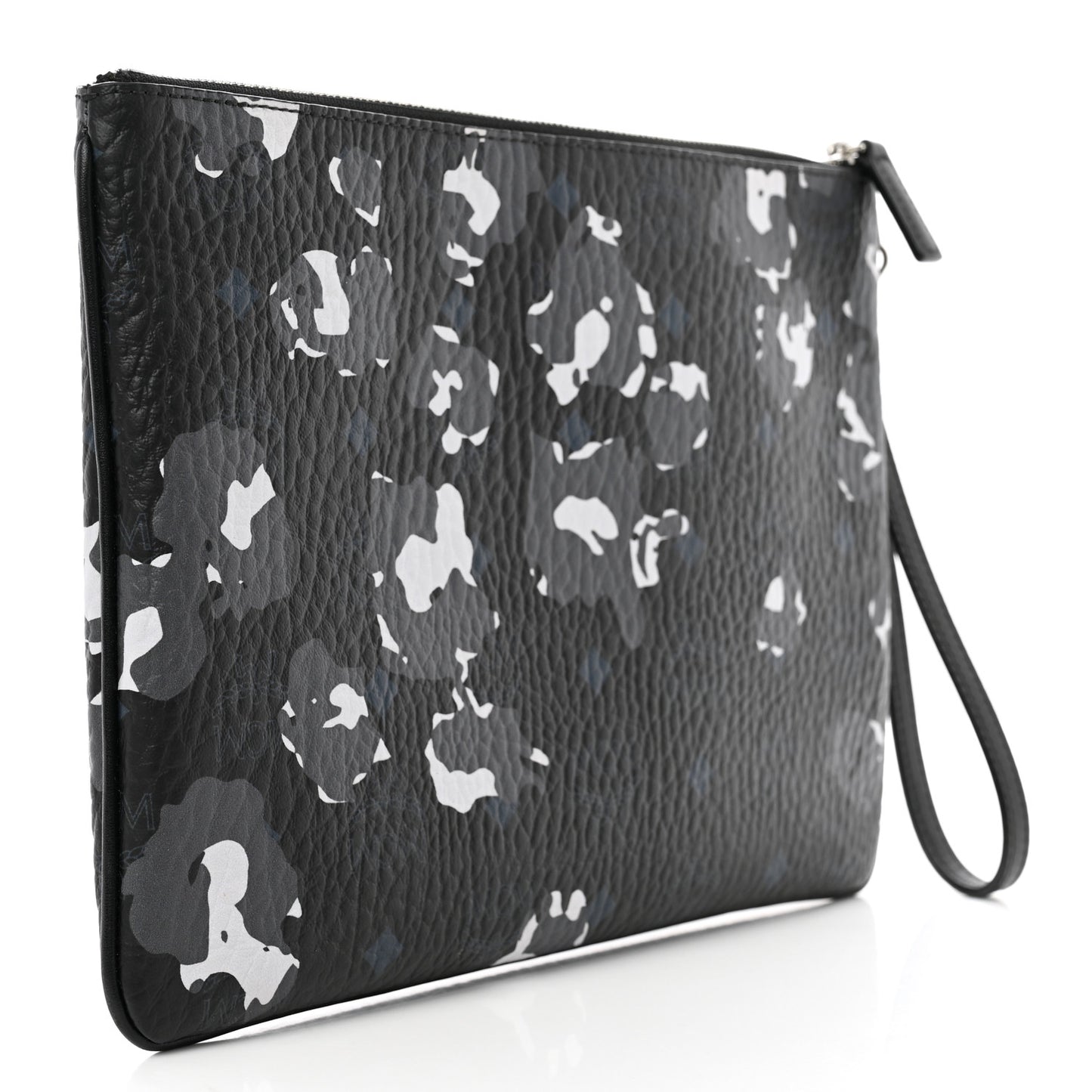 Visetos Floral Leopard Wristlet Zip Pouch Black