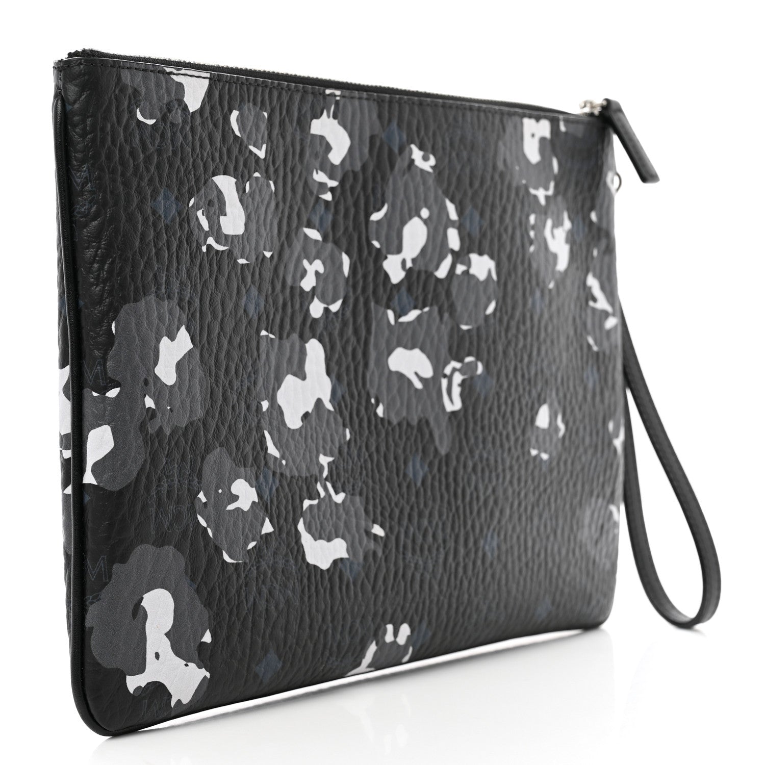 MCM Visetos Floral Leopard Wristlet Zip Pouch Black 3 of 6