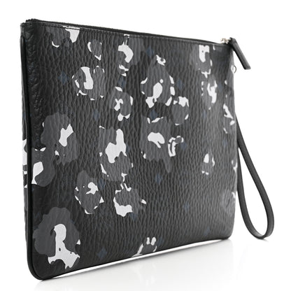 MCM Visetos Floral Leopard Wristlet Zip Pouch Black 3 of 6