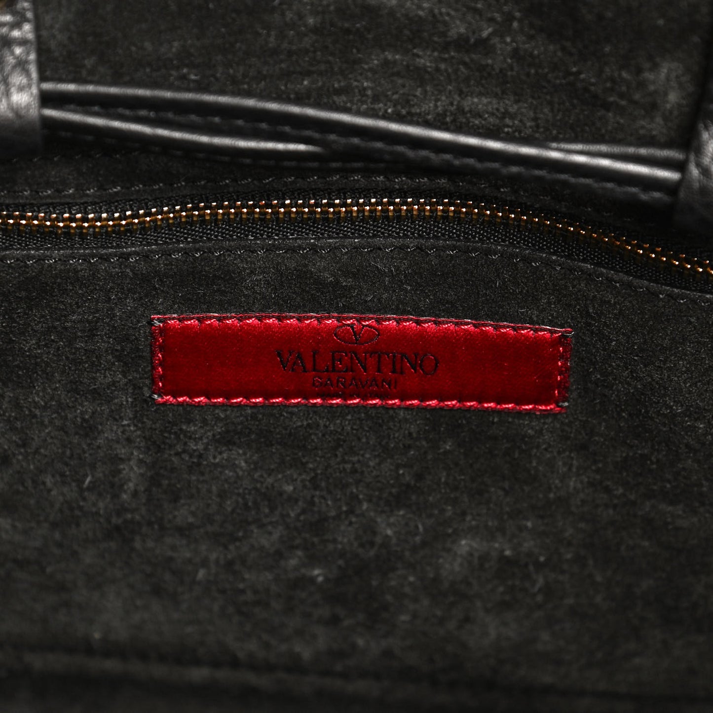 Grained Calfskin Rockstud Double Handle Cinch Tote Black