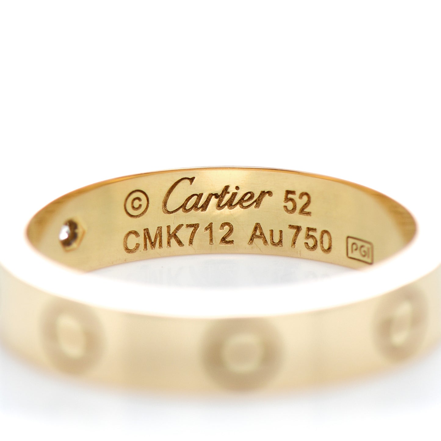 18K Yellow Gold Diamond 4mm LOVE Wedding Band Ring 52 6