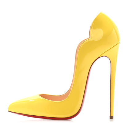 Christian Louboutin Patent Hot Chick 130 Pumps 38.5 Citrus 1 of 8
