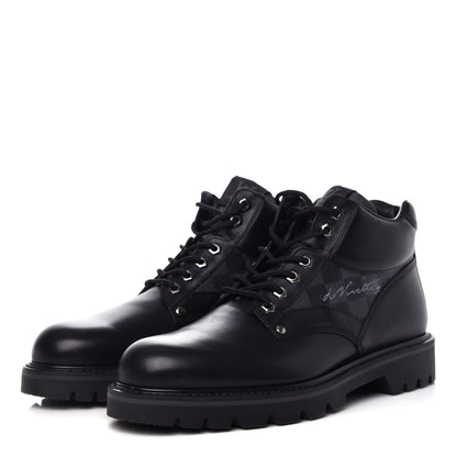 Louis Vuitton Calfskin Damier Graphite Oberkampf Ankle Boots 7.5 Black 3 of 10