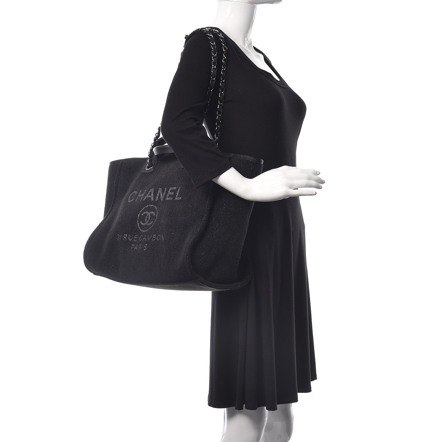 Chanel Lurex Boucle Medium Deauville Tote Black 3 of 11