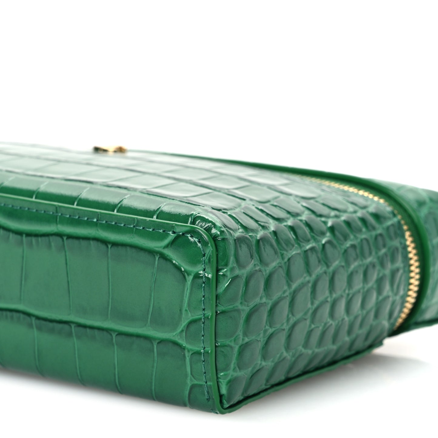 Calfskin Crocodile Embossed Crococo Exoticoco Vanity With Chain Emerald