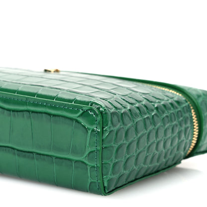 Chanel Calfskin Crocodile Embossed Crococo Exoticoco Vanity With Chain Emerald 19 of 21