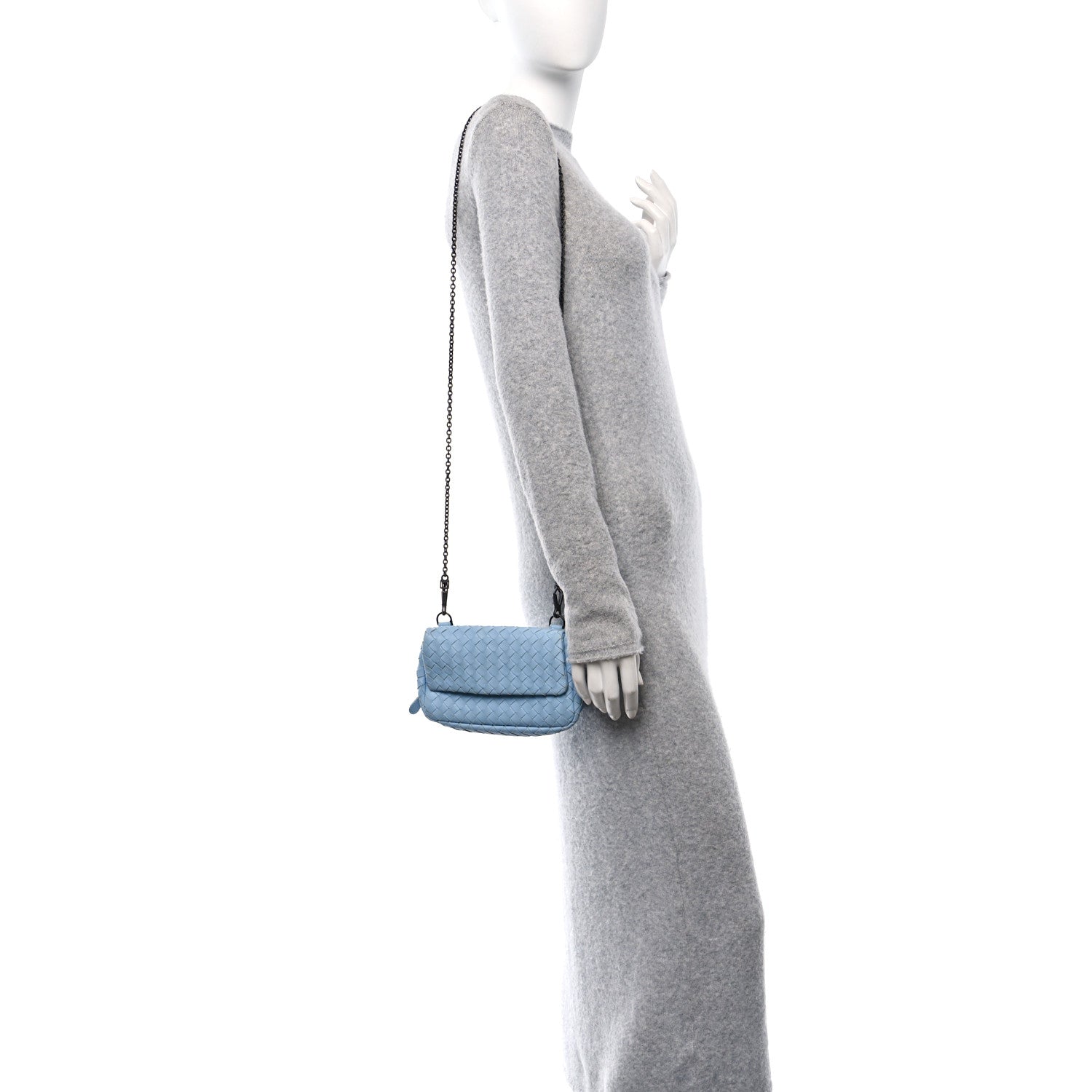 Bottega Veneta Nappa Intrecciato Small Chain Crossbody Ciel 2 of 13