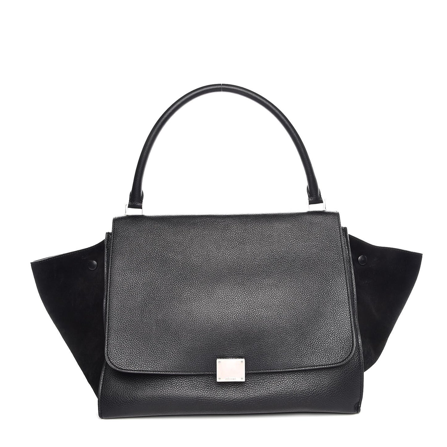 Drummed Calfskin Suede Large Trapeze Black