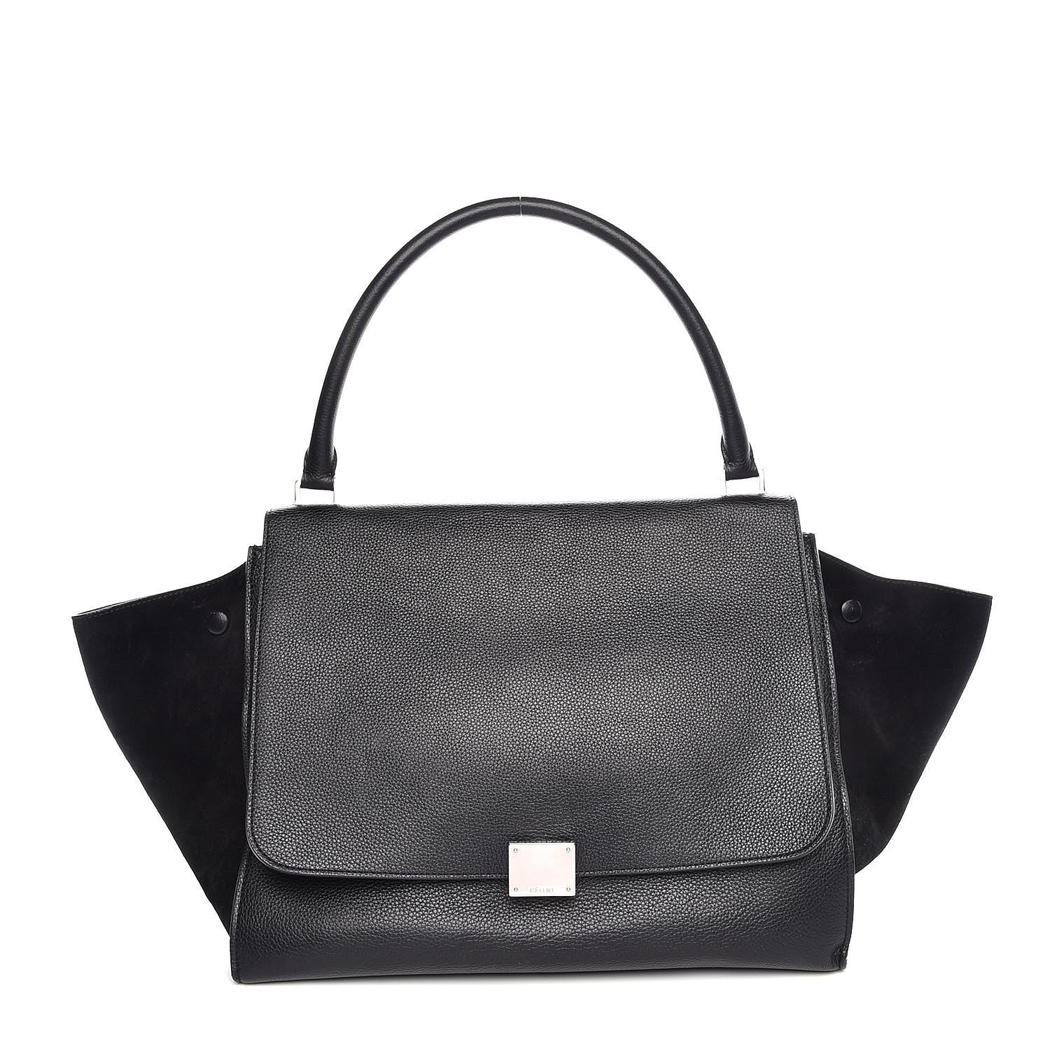 Celine Drummed Calfskin Suede Large Trapeze Black 1 of 8