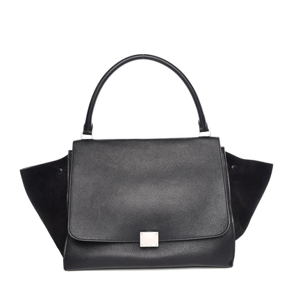 Celine Drummed Calfskin Suede Large Trapeze Black 1 of 8