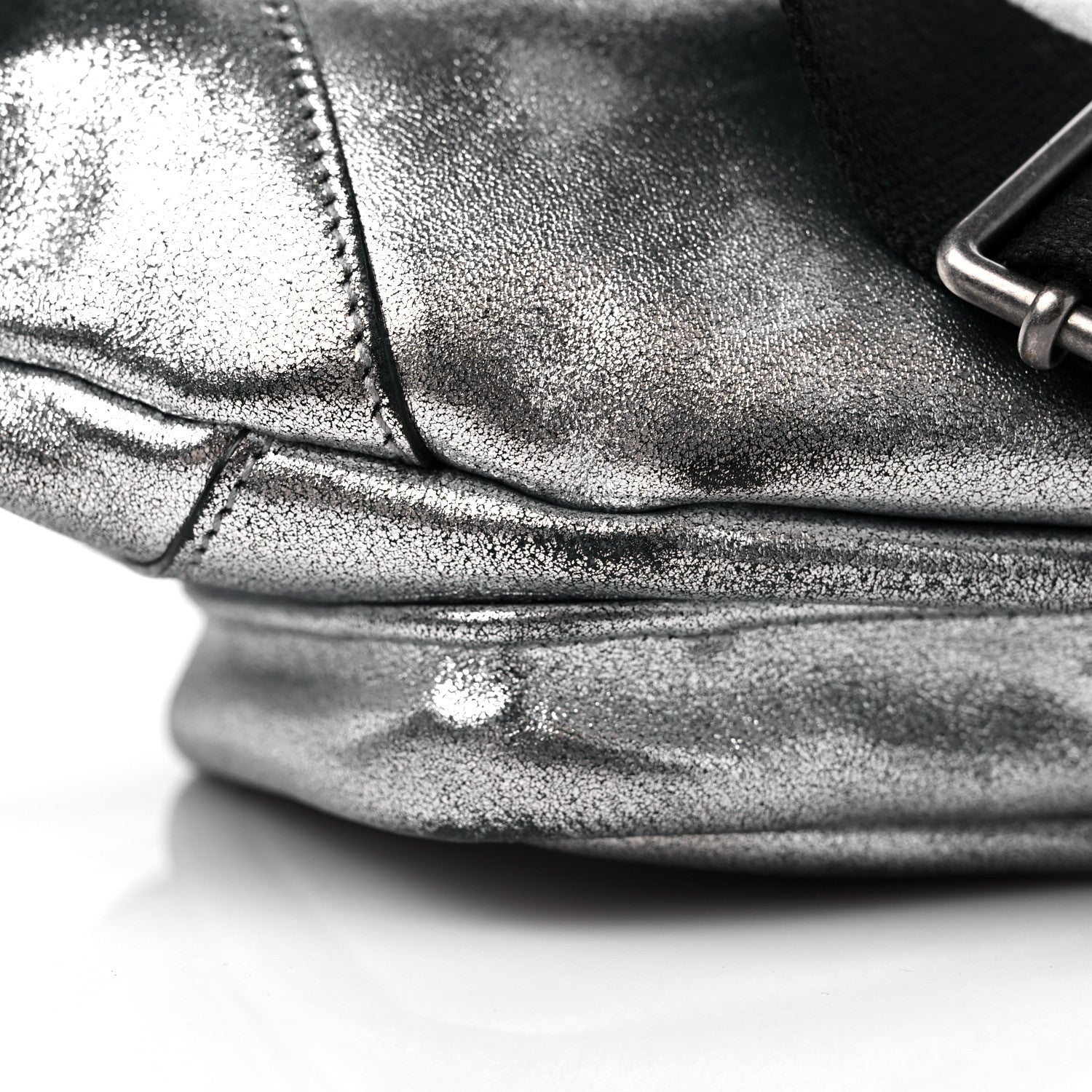 Saint Laurent Metallic Calfskin Ripstop Body Belt Bag Silver 9 of 13