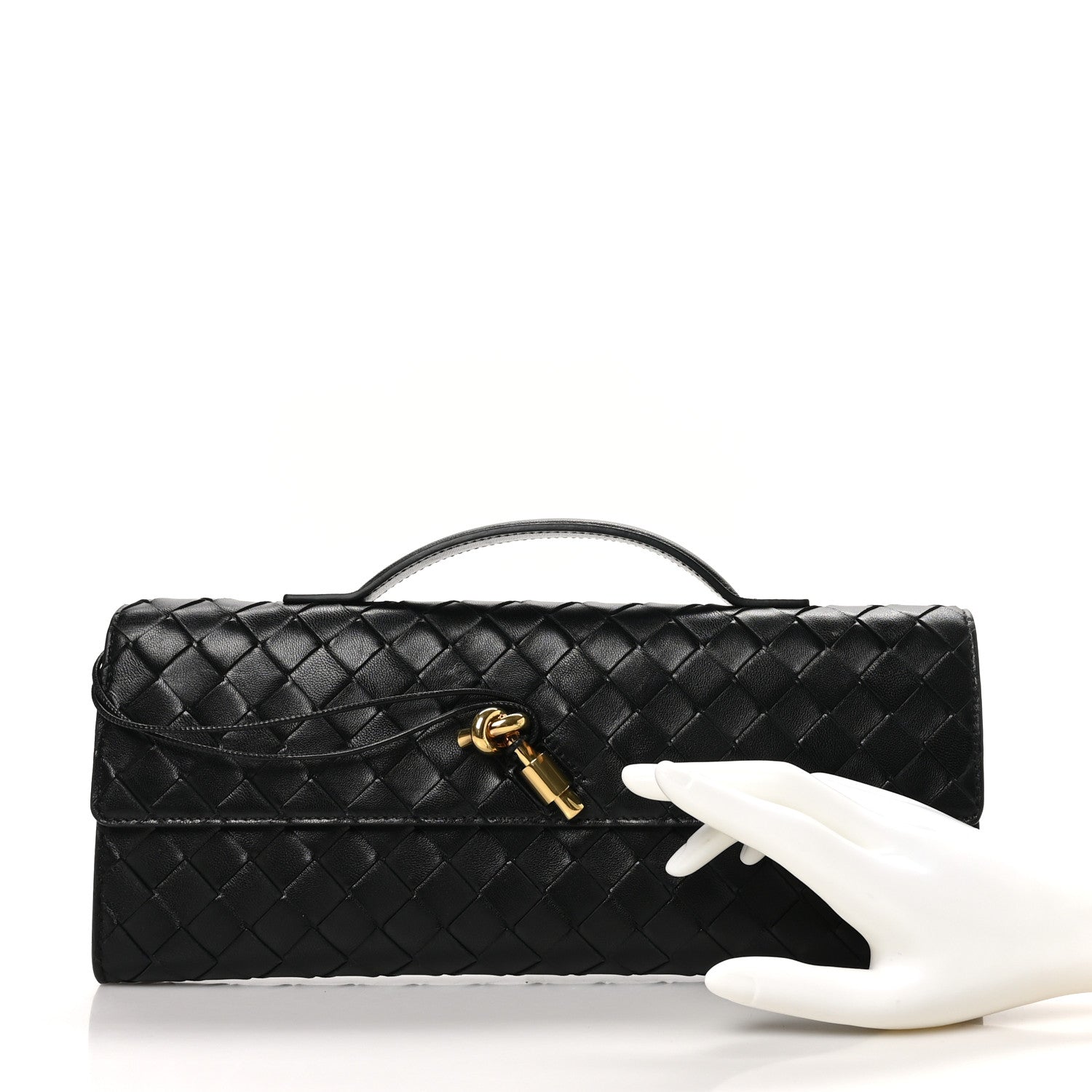 Bottega Veneta Nappa Intrecciato Long Andiamo Top Handle Clutch Black 2 of 7