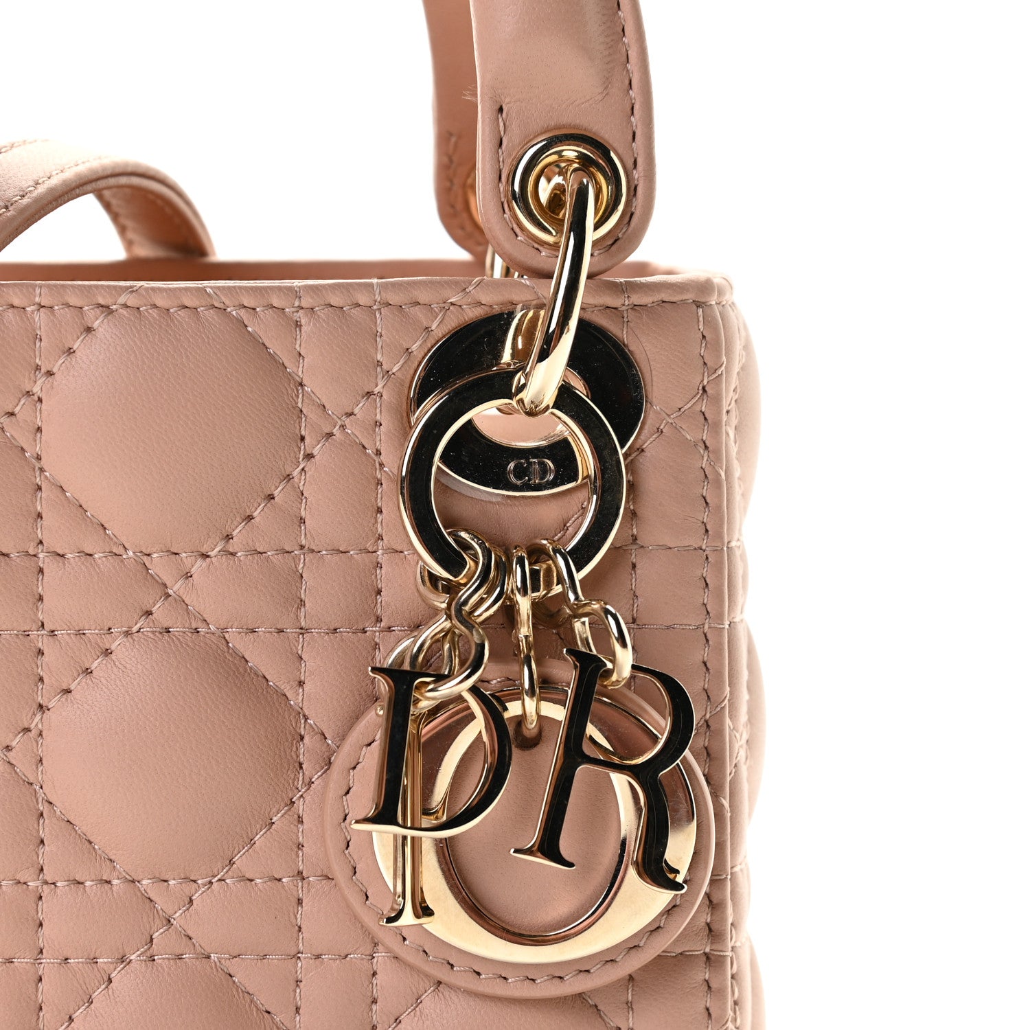 Christian Dior Lambskin Cannage Micro Lady Dior Rose De Vents 8 of 9