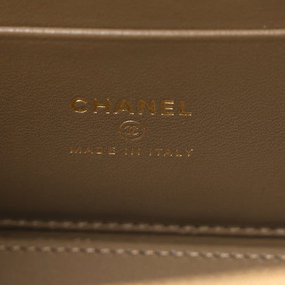 Chanel Calfskin Lizard Embossed Top Handle Vanity With Chain Dark Khaki 6 of 11