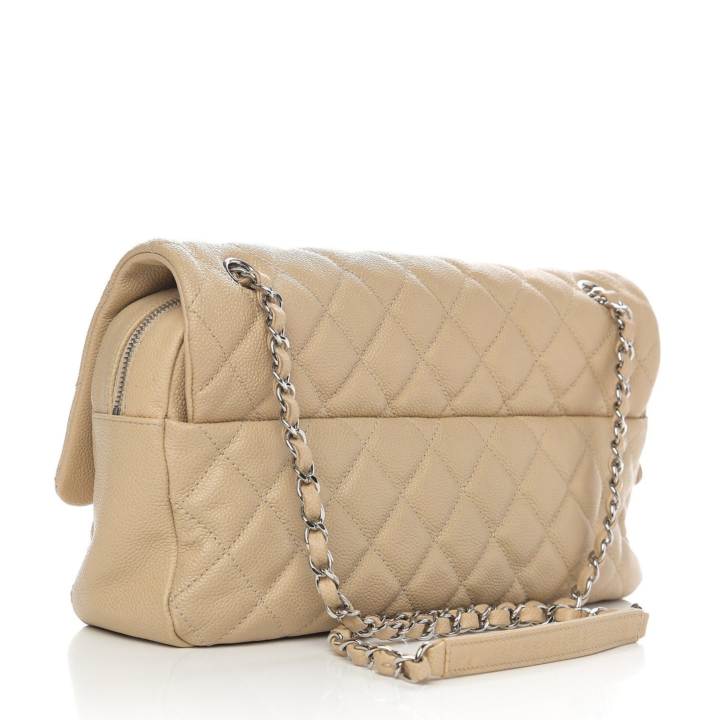 Caviar Quilted Jumbo Easy Flap Beige