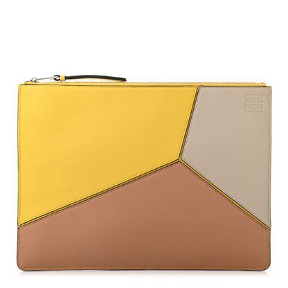 Loewe Calfskin Medium Puzzle Flat Pouch Yellow 1 of 7
