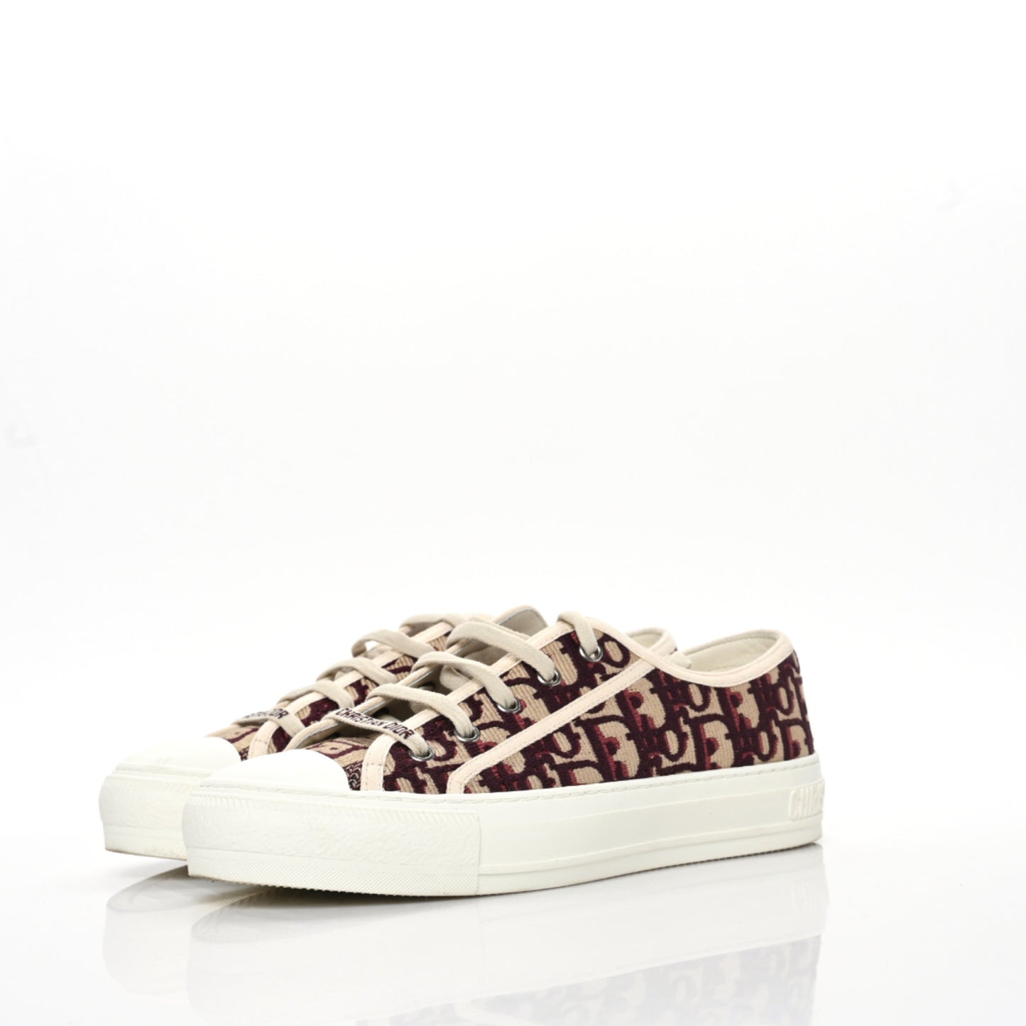 Canvas Oblique Walk'N'Dior Low Top Sneakers 38.5 Deep Amaranth