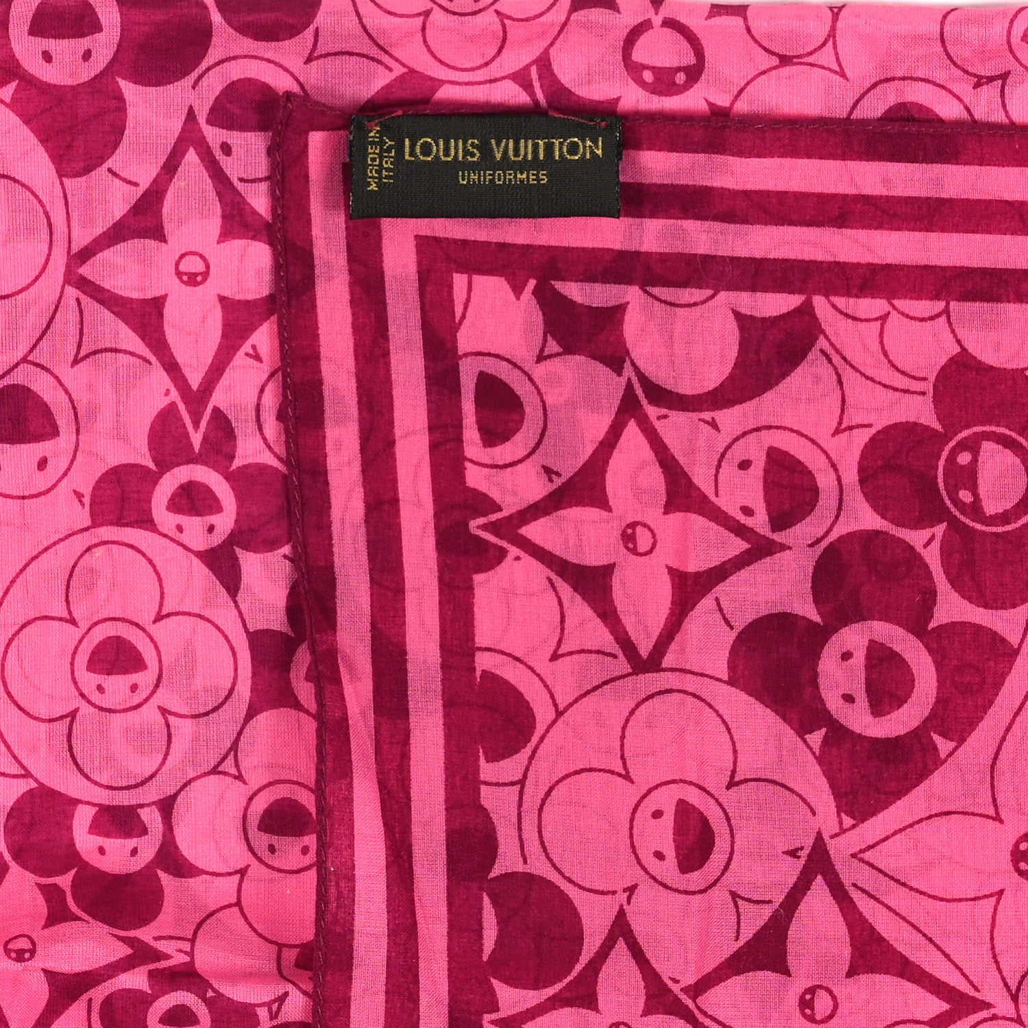 Louis Vuitton Cotton Takashi Murakami Cosmic Blossom Square Scarf Pink 3 of 3