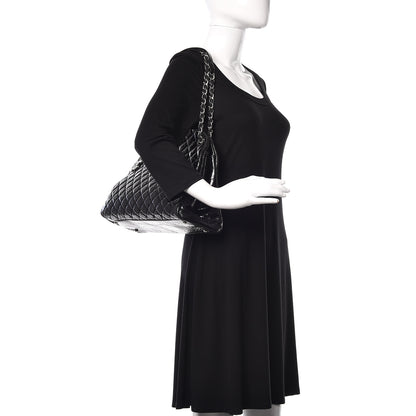 Chanel Glazed Calfskin Quilted Large Just Mademoiselle Bowling Bag Black 2 of 10