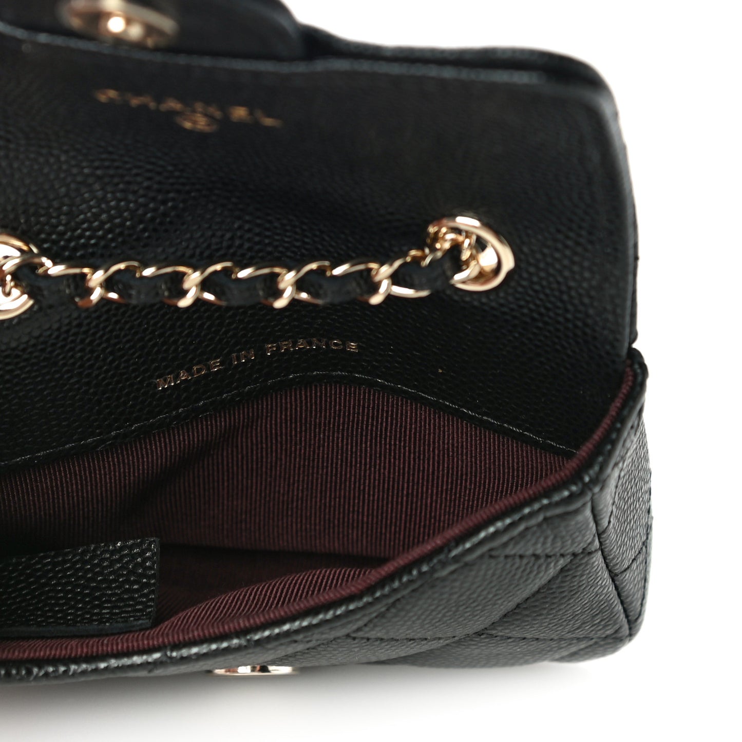 Caviar Quilted Mini Chain Belt Bag Black